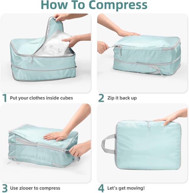 Detalle de Compression packing cubes set 7 pieces Blue