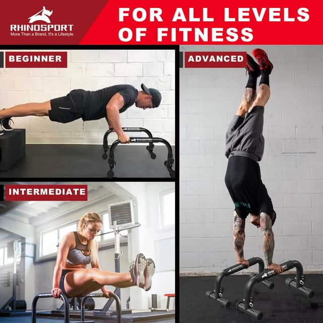 Detalle 1 de RHINOSPORT Parallettes Dip Bars für 300 kg