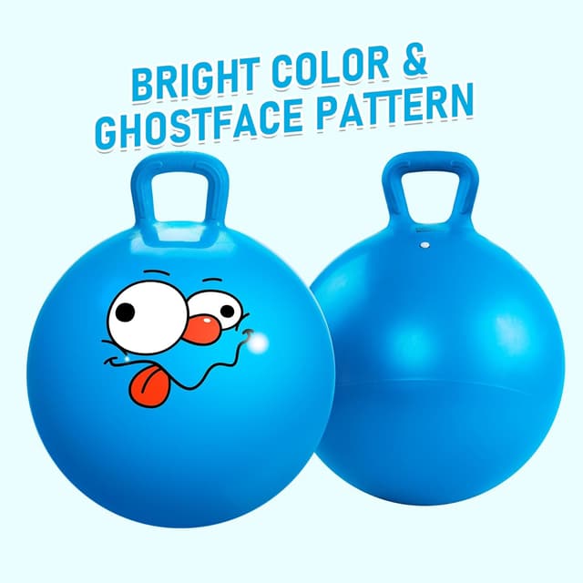 Detalle de U&C Planet Hopper Ball 20-inch Bouncy Ball with Handle (Kids 5-9), Blue