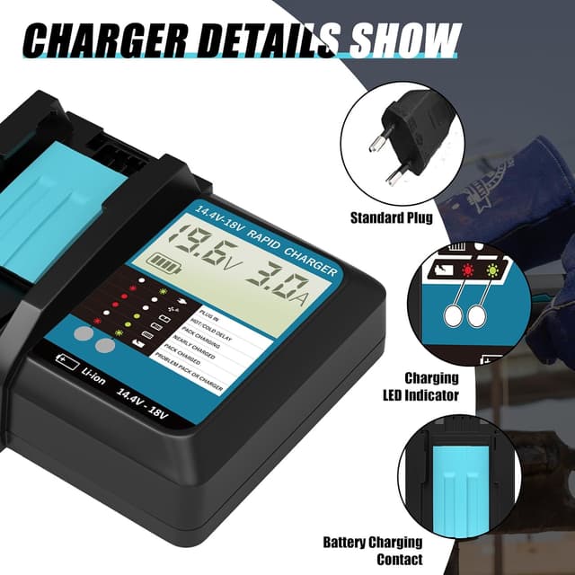 Thumbnail 4 de Batteries de rechange 18V 5,0Ah pour Makita x2