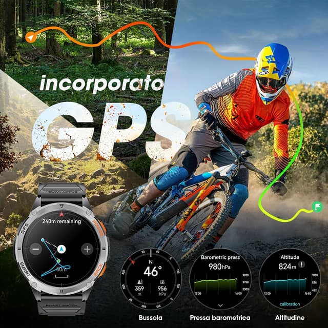 Detalle 2 de GPS smartwatch uomo 1,43" AMOLED militare
