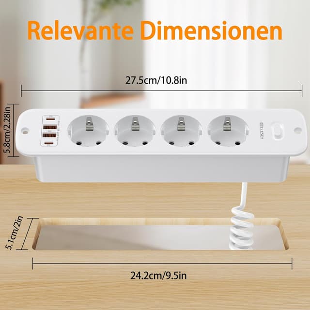 Detalle 2 de Tischsteckdose 4-fach mit USB C