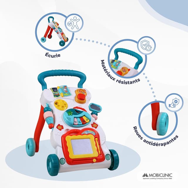 Detalle de Mobiclinic Chariot de marche bébé avec musique, lumières et vitesse réglable (dès 6 mois)