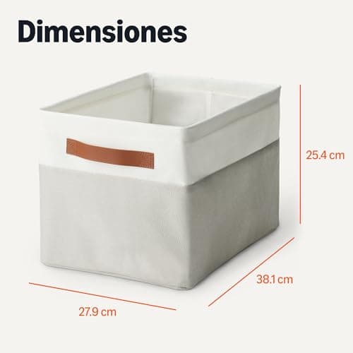 Thumbnail 4 de Amazon Basics Cajas plegables con asas de cuero, grande (3) 🏷