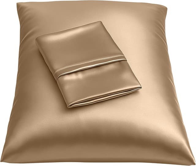 Detalle de BLISSFORD Satin Pillowcase with Hidden Zipper (Set of 2) — White, Standard Size