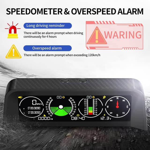 Detalle de OBEST Inclinometro 4x4 con display head-up, tachimetro GPS e allarme sovravelocità