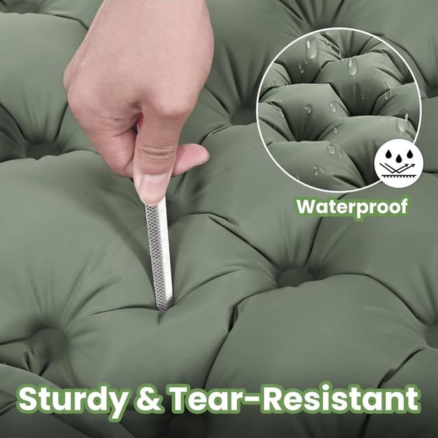 Detalle 1 de ROPOODA Camping Mattress self-inflating sleeping mat with built-in foot pump and pillow, grey (77'' x 27'' x 3.9'')