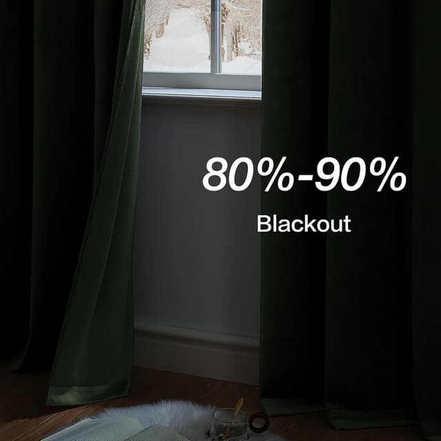 Thumbnail 4 de PONY DANCE Velvet Curtains W46xL84 Matcha Green