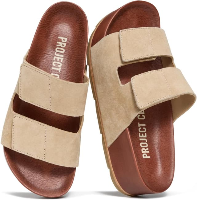 Detalle de Project Cloud 100% Genuine Leather Platform Wedge Sandals for Women with Plush, Soft Footbed