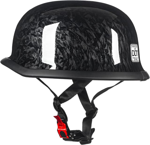 Detalle de Crown Racing German Style Half Motorcycle Helmet (Model-308) — DOT-Approved Open-Face Retro Helmet