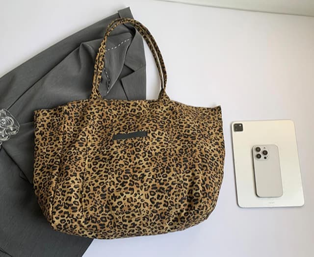 Thumbnail 5 de LOTEZAVA Leopardenmuster Große Canvas Tote