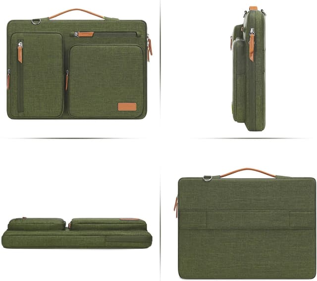 Thumbnail 6 de MOSISO 360 Laptoptasche für 13,3 Zoll (13–13,3"), wasserabweisend & stoßfest, Schultertasche mit 4 Reißverschlusstaschen, olivgrün