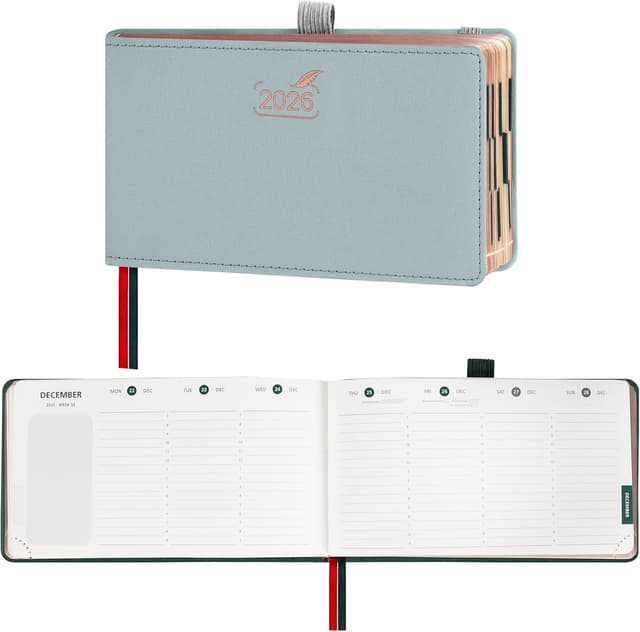 Thumbnail 6 de BEZEND Agenda 2026 semainier vertical 14 x 23 cm, couverture rigide PU bleu Hollandais