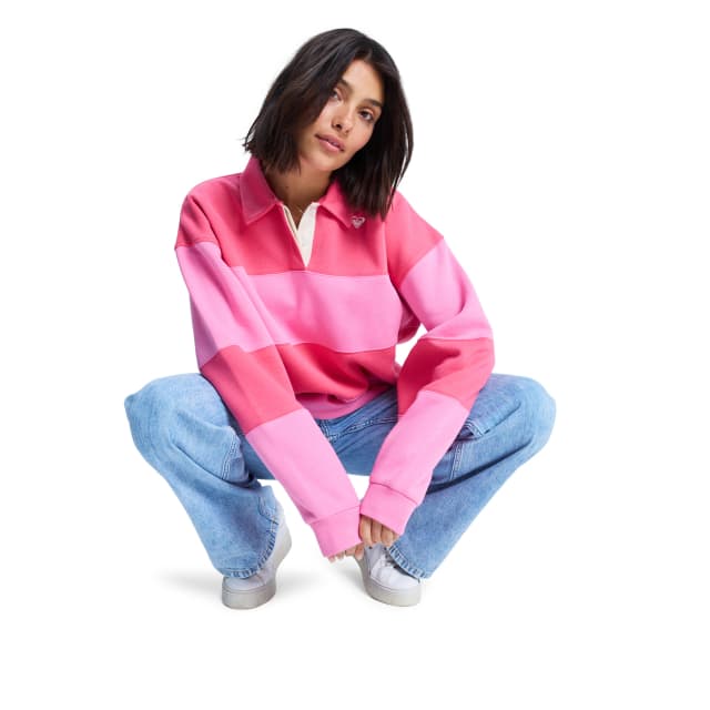Detalle de Roxy Cross Your Mind: sudadera de mujer con cuello tipo camisa y botones