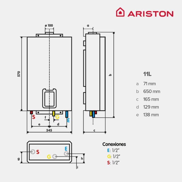 Thumbnail 5 de Ariston Next Evo GN 11L calentador gas natural 22 kW