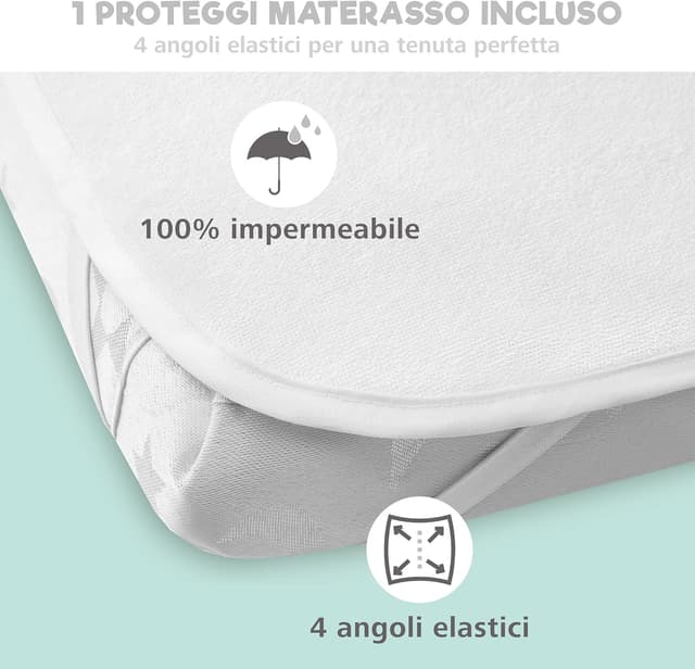 Detalle de Set Lenzuola Next To Me 3-in-1 Volpe (2 lenzuola + 1 coprimaterasso impermeabile) 55 x 90 cm