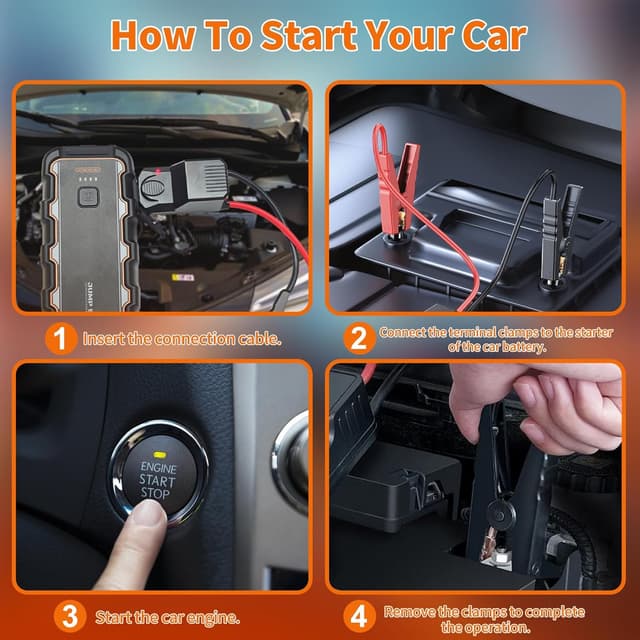 Detalle de Booster Avviamento Auto 7000A 12V (power bank e torcia LED) per batterie scariche