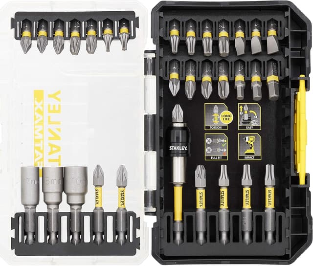 Detalle de STANLEY FATMAX Torsion Screwdriver Drilling Bit Set (32 Pieces) in ToughCase + Shaker Box