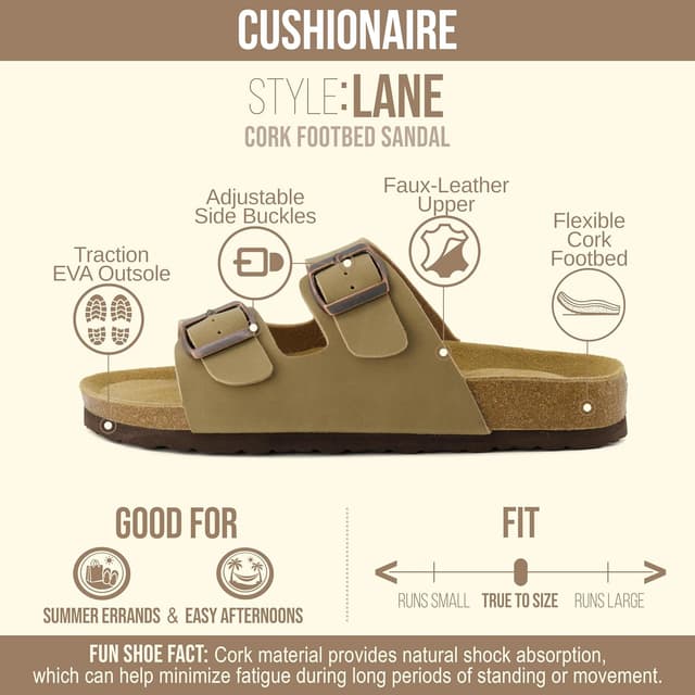 Detalle 2 de CUSHIONAIRE Lane cork insole sandals for women 👡