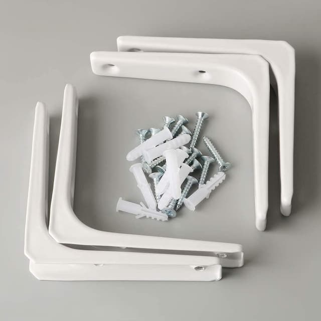 Thumbnail 6 de SAYAYO EJR100W-4P Shelf Bracket Corner Brace (100mm x 100mm) – Metal Bright White, 4 Pack