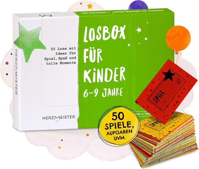 Detalle de Herzmeister Geschenk-Box ab 6 Jahren – 50 kreative kleine Kinderspiele