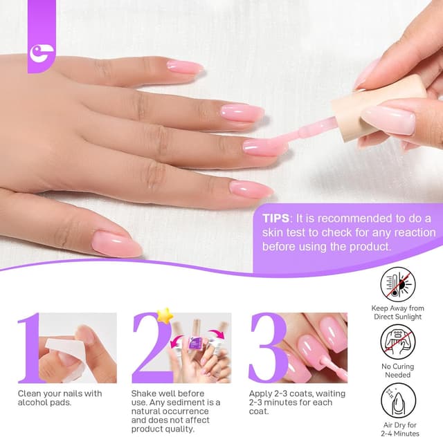 Detalle de Gelike ec Vernis Durcisseur Ongles Fort et Croissance : base réparatrice rose pour ongles fins et cassants
