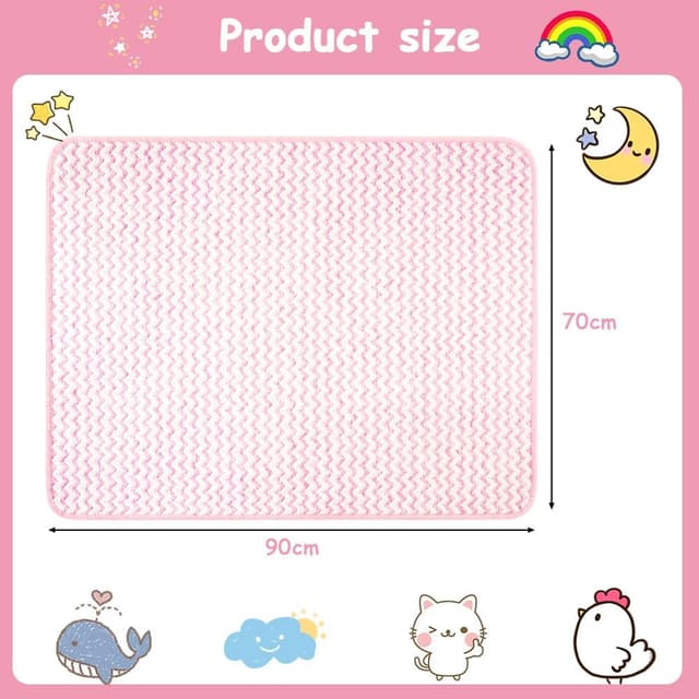 Detalle 2 de Alèse imperméable Aolso 70 x 90 cm pour apprentissage de la propreté, coussin d’absorption lavable (rose)