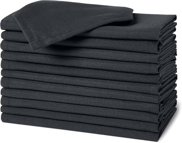 Detalle de Amazon Basics Reusable Cloth Napkins 43x43 cm Black