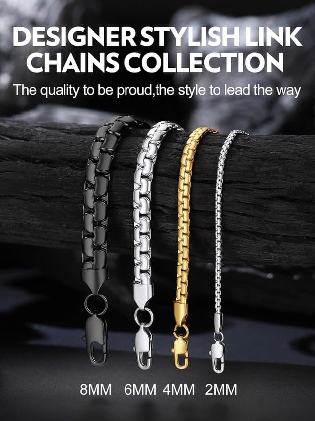 Detalle de Bandmax Venezianer Halskette aus 316L Edelstahl (Vario-Breite/Optionen), Herren & Damen, ohne Anhänger