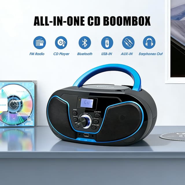 Detalle 2 de LONPOO Lettore CD Boombox portatile LP-D02
