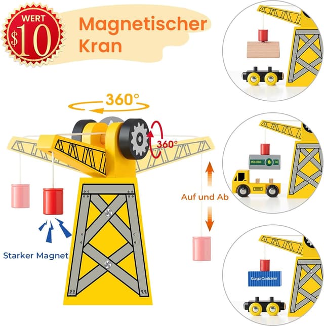 Thumbnail 1 de Tiny Land 55Pcs Holzeisenbahn Set 🚂