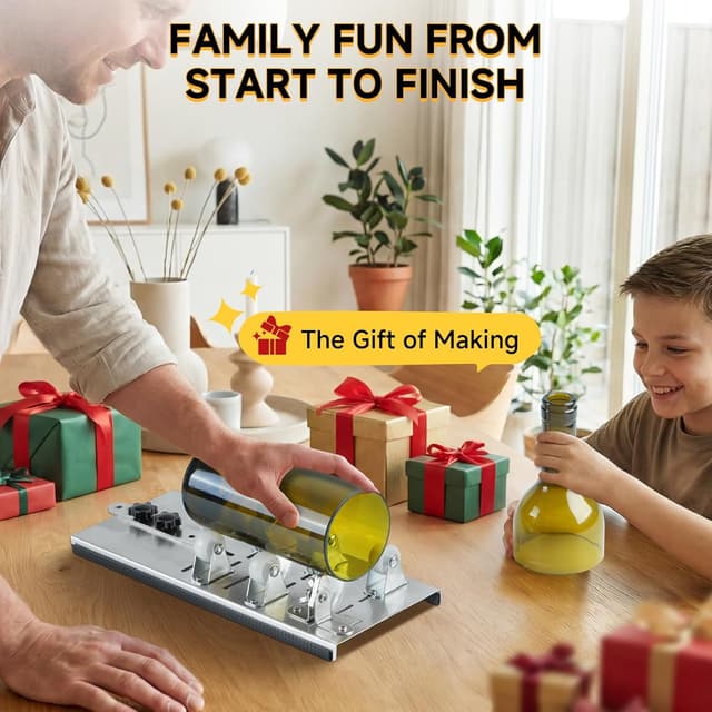 Detalle de Kalawen Glasschneider für Flaschen – Edelstahl-Bottle-Cutter Kit mit verstellbarem Rad