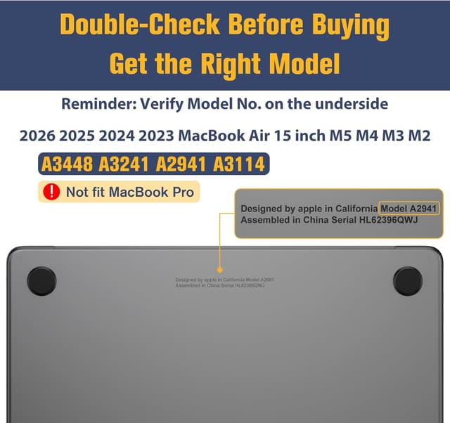 Detalle 2 de FINTIE coque rigide ultra-fine mate pour MacBook Air 15 pouces (M5/M4/M3/M2, 2026–2023) compatible modèles A3448/A3241/A3114/A2941