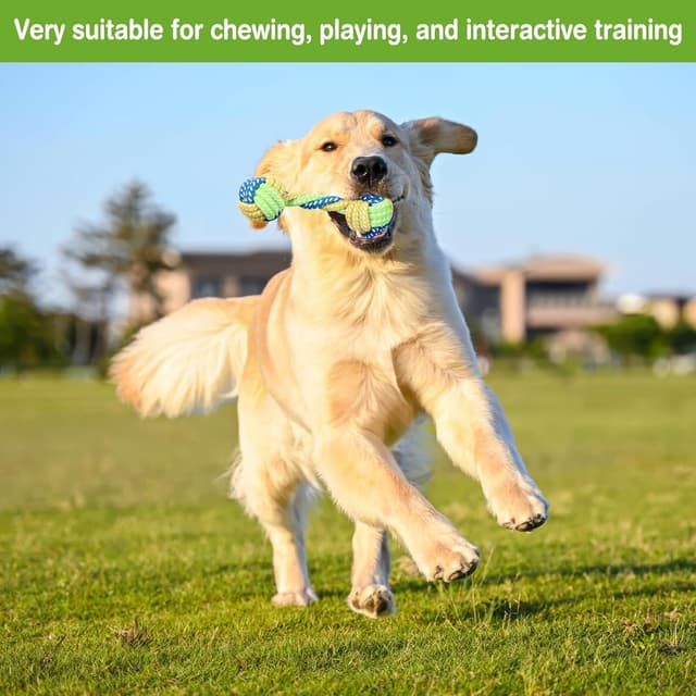 Detalle de ZONJIE 9er Hundespielzeug-Set aus Baumwollseil – Kauspielzeug gegen Möbelbeschädigung