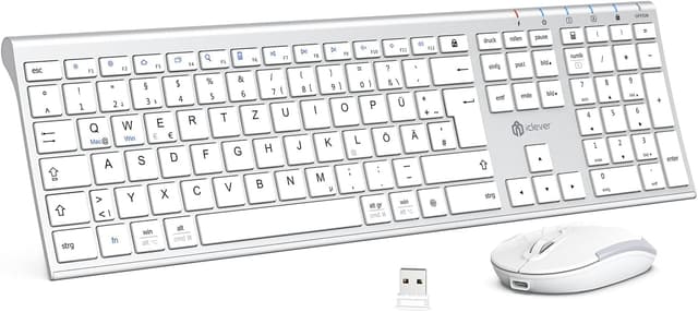 Detalle de iClever kabellose Tastatur und Maus Set (2,4G, USB‑C wiederaufladbar) für Windows und Mac