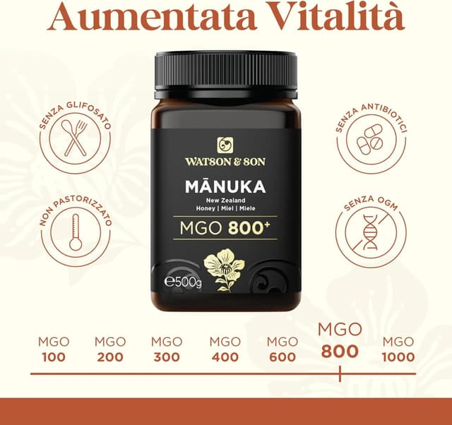 Thumbnail 5 de Watson & Son Miele di Manuka MGO 800 250g, puro e grezzo 🍯