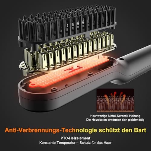 Detalle de ANLAN Cepillo Alisador de Barba con 5 Niveles de Temperatura 🧔
