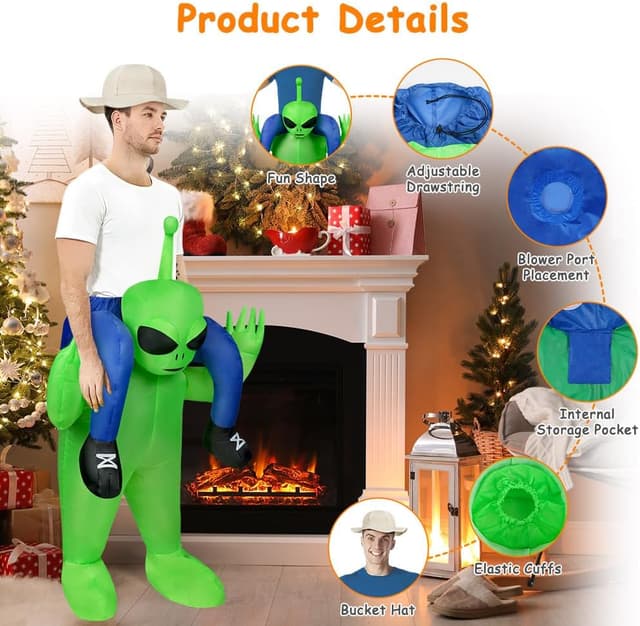 Detalle 2 de AYBUY Aufblasbares Alien Kostüm 160–190 cm 👽