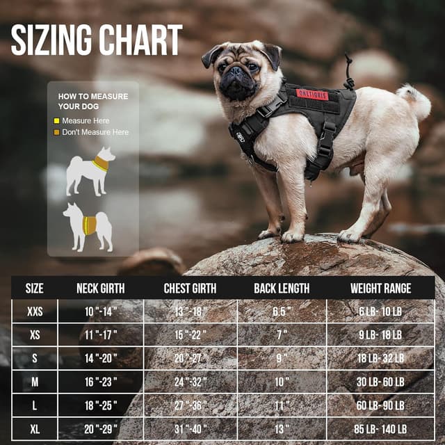 Detalle de OneTigris Fire Watcher Tactical Dog Harness (Black, Large) – comfortable patrol vest with MOLLE