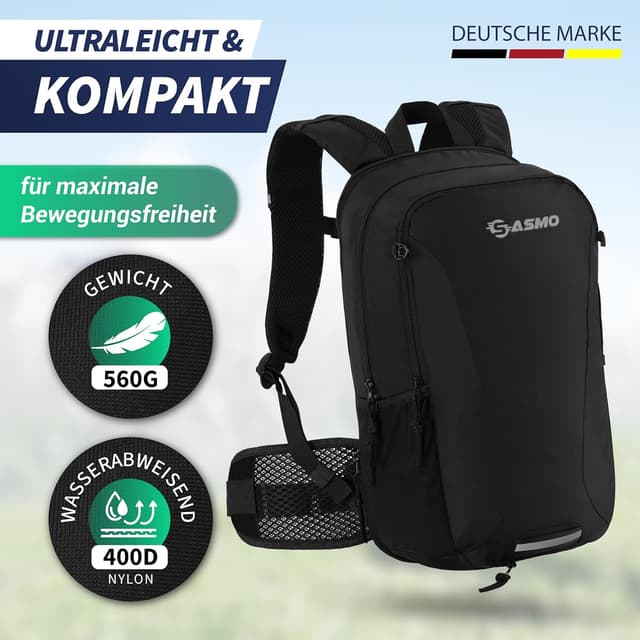Detalle de SASMO Fahrradrucksack 14+3 l mit Thermofach, Helmnetz und Regenschutz
