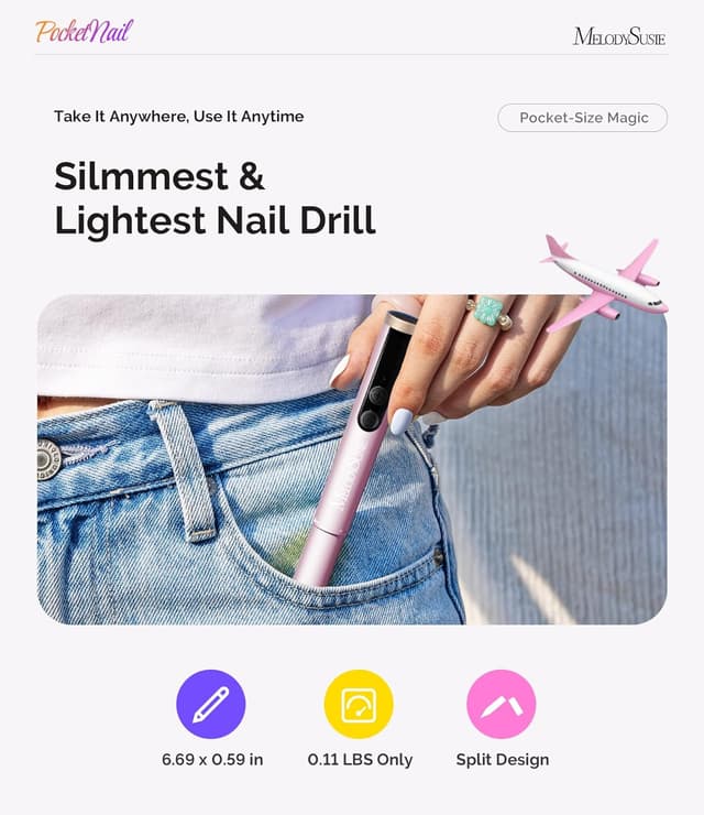 Thumbnail 6 de MelodySusie kabelloser Nagelfräser PC100GR mit LED-Display (bis 20.000 U/min) – Maniküre & Pediküre Set in Roségold