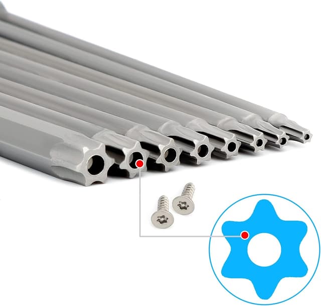 Detalle de 8-teiliger Torx-Langbit-Satz (1/4") magnetisch – Sternkopf-Bits, 150 mm, T8 bis T40