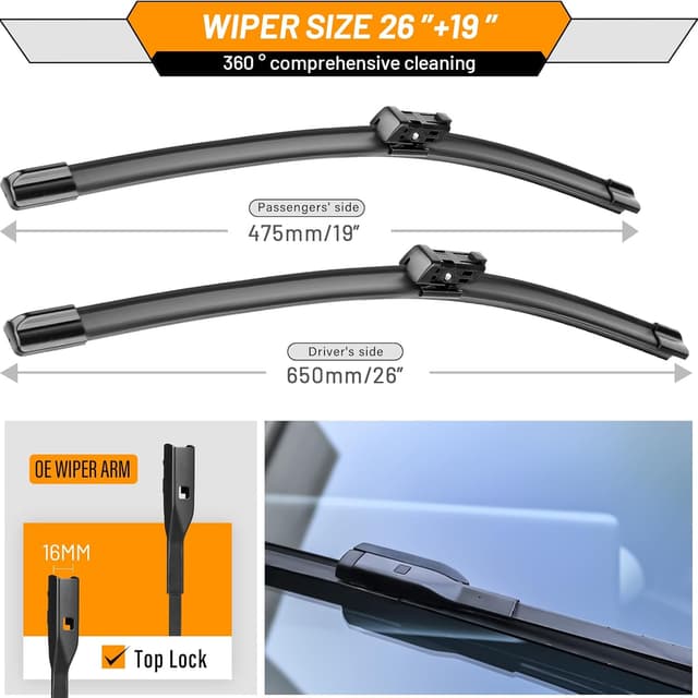 Detalle de AUTOBOO 26"+19" Windshield Wipers Replacement