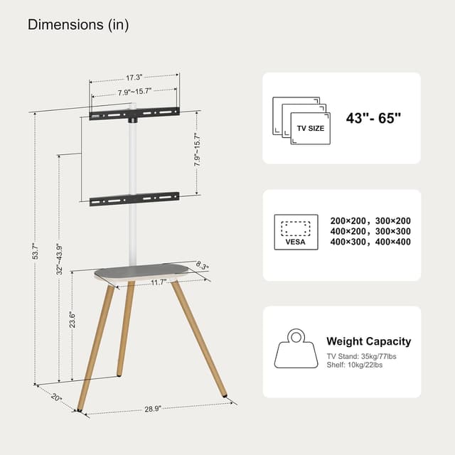 Thumbnail 6 de ECOTINY Tripod Easel TV Stand 43–65"