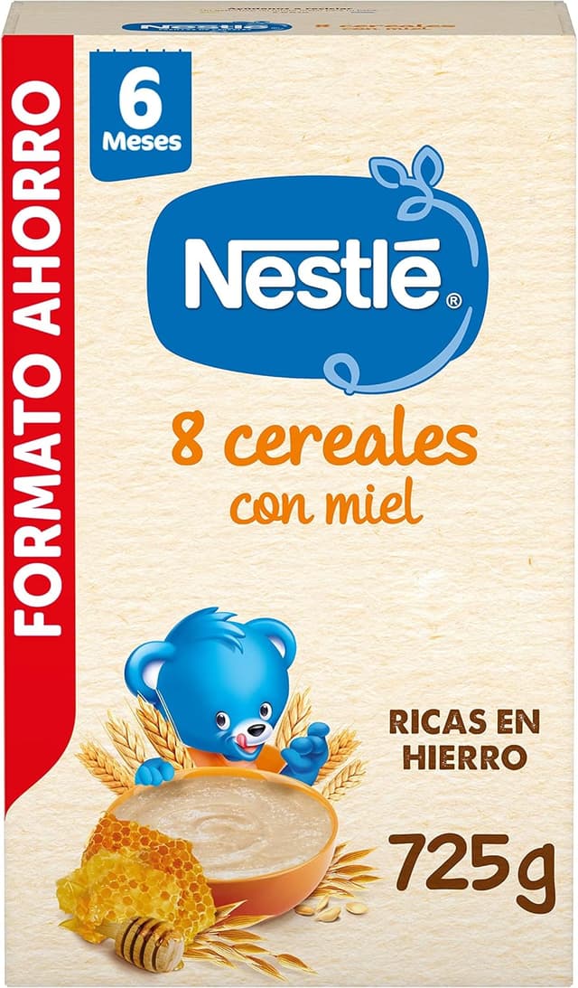 Detalle de Nestlé Papilla 8 Cereales con Miel, Pack 8x725g 🍯