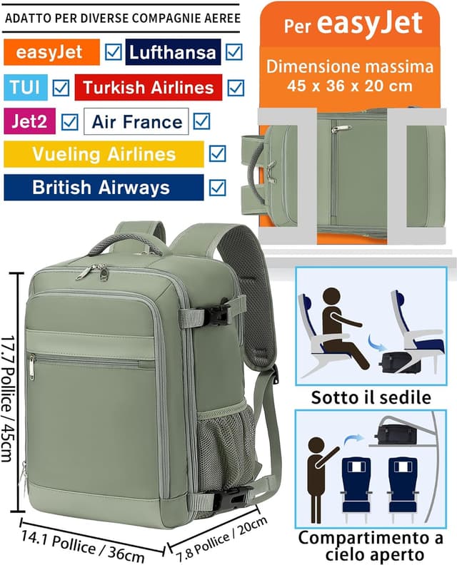 Detalle 2 de KLOSTAIN Zaino Easyjet 30L 45x36x20