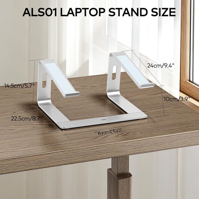 Detalle de Auvo ALS01 aluminium laptop stand for 10–15.6 inch laptops (silver)
