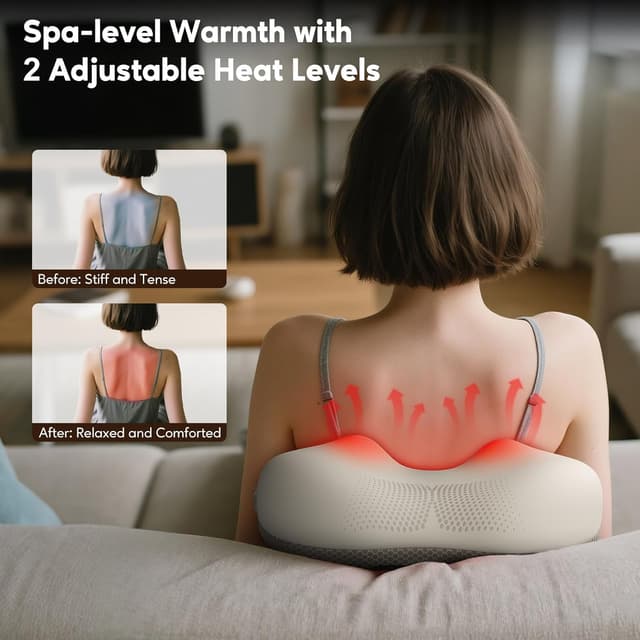 Detalle de Arboleaf Bluetooth Shiatsu Back Massager with Heat (Cordless) for Neck, Back & Shoulders