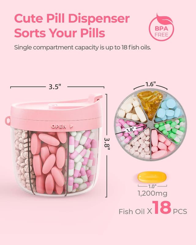 Thumbnail 1 de AMOOS Cute Pill Dispenser 7-Compartment Organizer ๐