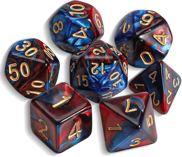 Detalle de QMAY DND dice set polyhedral 7 pieces